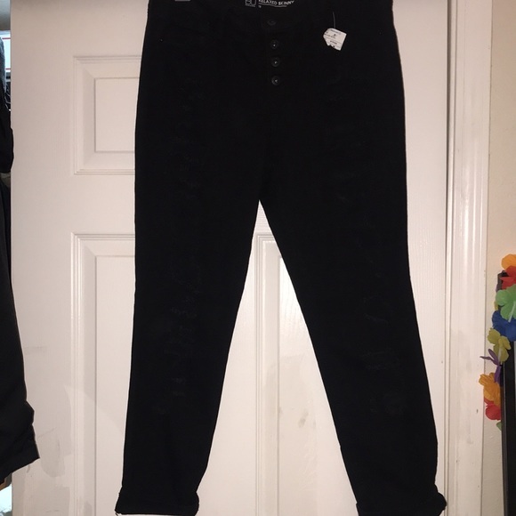 COPY - Nobo black jeans distressed button fly pockets mod rise relax skinny Sz … - Picture 6 of 9